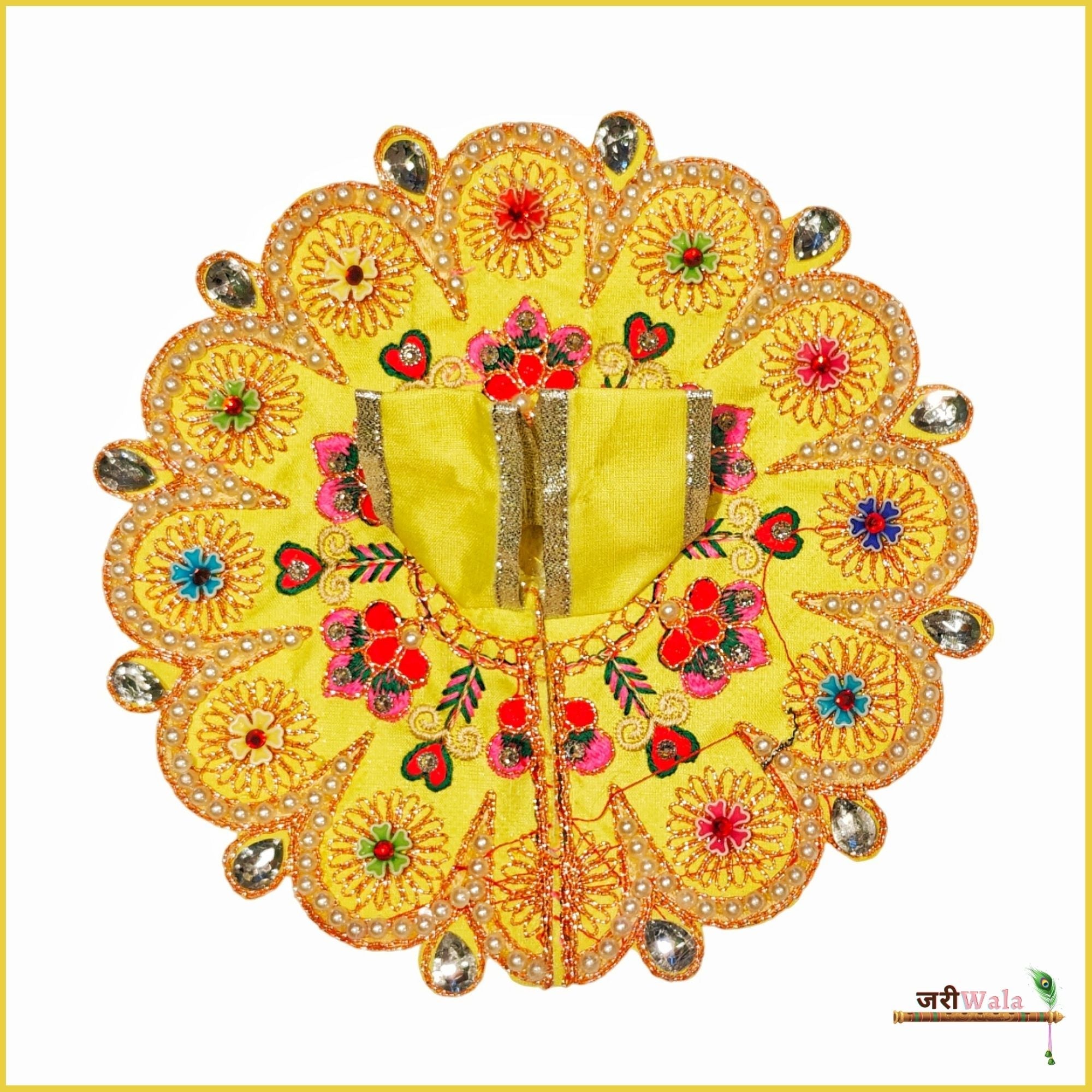 Handmade Designer Lemon Laddu Gopal Dress with Moti Stone Work | Fancy Kanha Ji Poshak for Janmashtami & Festivals | Bal Gopal & Krishna Ji Dress