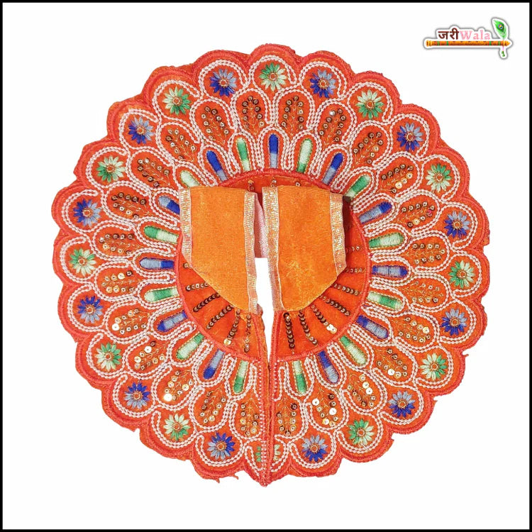 Handmade Orange Laddu Gopal Dress with Sitara Moti Work | Designer Kanha Ji Poshak for Janmashtami | Fancy Bal Gopal Dress
