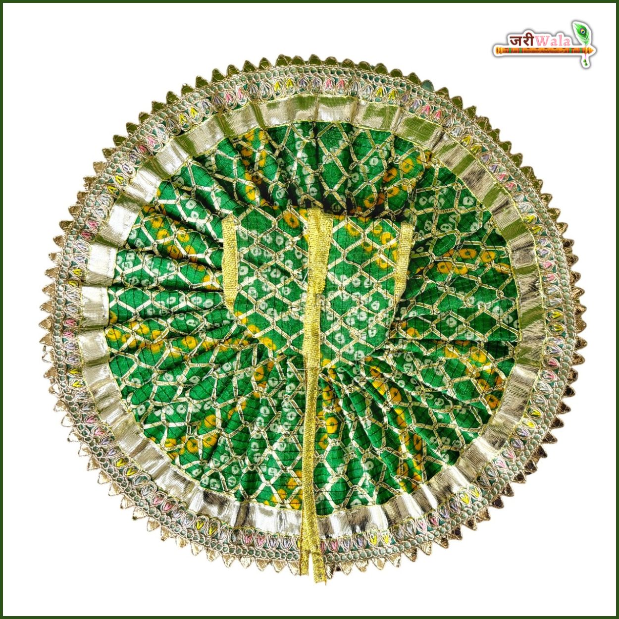 Handmade Bandhej Lace Work Green Laddu Gopal Dress | Designer Kanha Ji Poshak for Janmashtami | Fancy Bal Gopal & Krishna Ji Dress