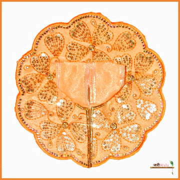 Handmade Designer Peach Poshak with Sitara Stone Work for Laddu Gopal, Kanha Ji, and Bal Gopal - Perfect for Janmashtami Celebrations