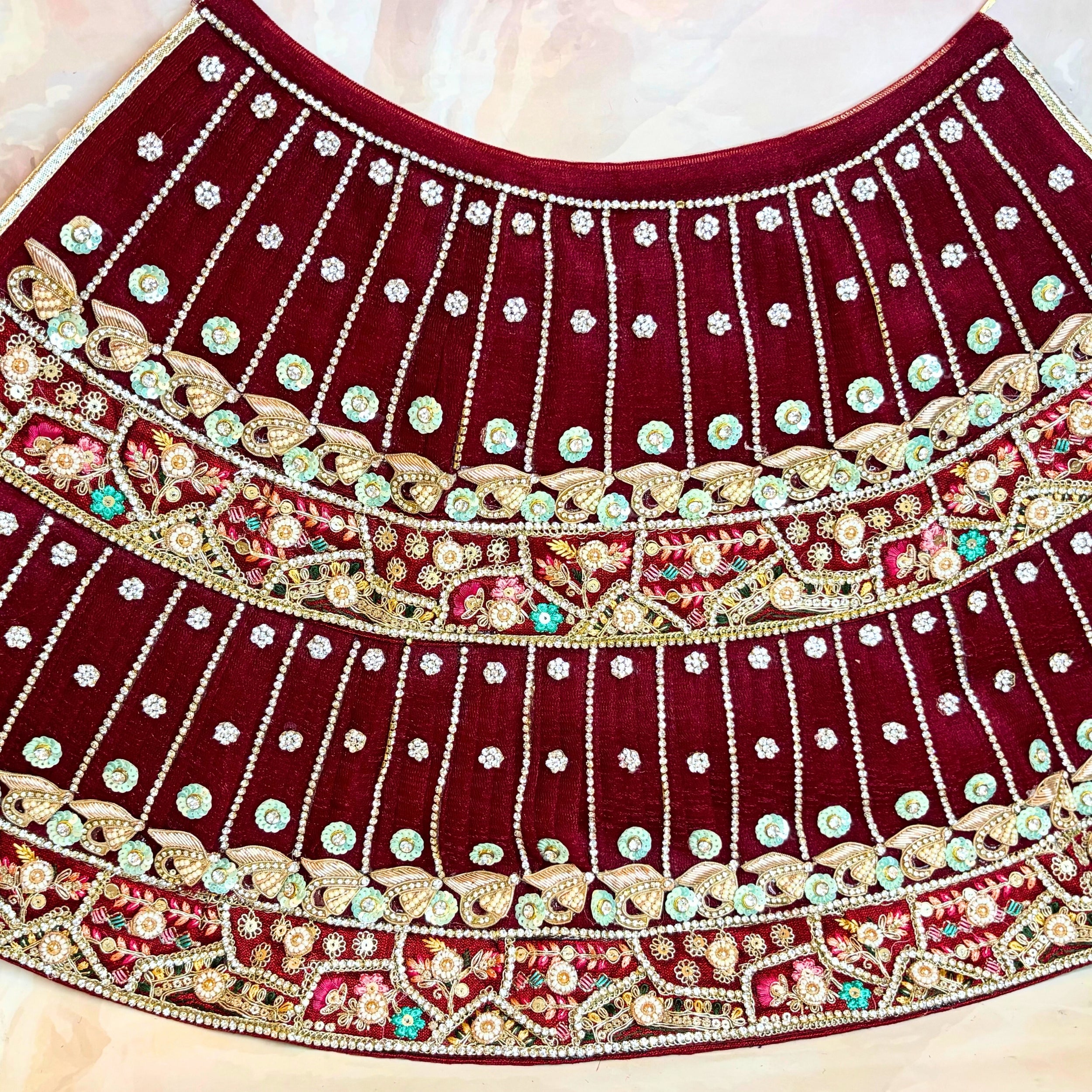 Handmade Luxe Mahagauri Durga Maa Dress - Designer Laddu Gopal Poshak, Fancy Kanha Ji Dress for Janmashtami, Bal Gopal & Krishna Ji Celebration