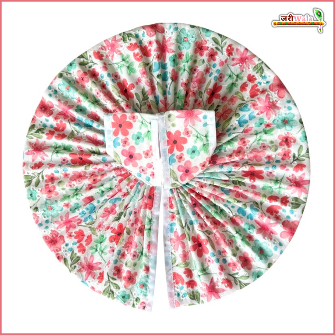 Handmade Light Red Floral Print Laddu Gopal Poshak | Designer Kanha Ji Dress for Janmashtami | Fancy Bal Gopal Dress | Krishna Ji Poshak