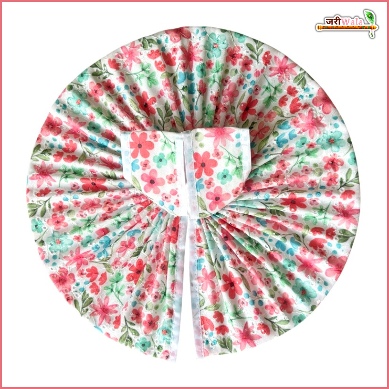 Handmade Light Red Floral Print Laddu Gopal Poshak | Designer Kanha Ji Dress for Janmashtami | Fancy Bal Gopal Dress | Krishna Ji Poshak