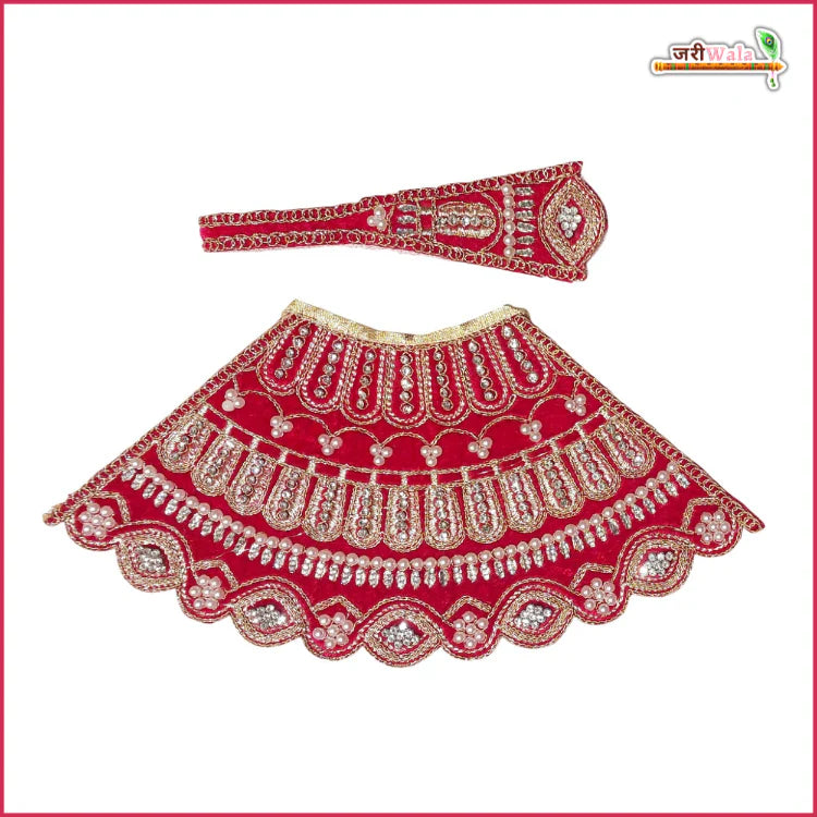 Handmade Magenta Lehnga Patka with Shaneel Thread and Stone Moti Work - Designer Laddu Gopal Dress, Kanha Ji Poshak for Janmashtami Celebrations