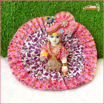 Handmade Baby Pink Floral Print Laddu Gopal Poshak | Designer Kanha Ji Dress for Janmashtami | Fancy Bal Gopal Dress | Krishna Ji Poshak