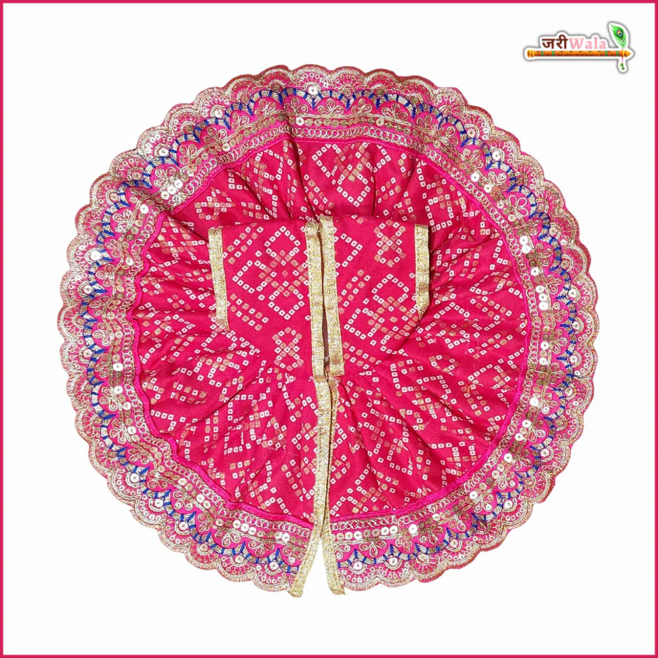 Handmade Designer Cotton Chunri Lace Poshak for Laddu Gopal - Fancy Magenta Dress with Sitara Work for Janmashtami, Kanha Ji & Bal Gopal