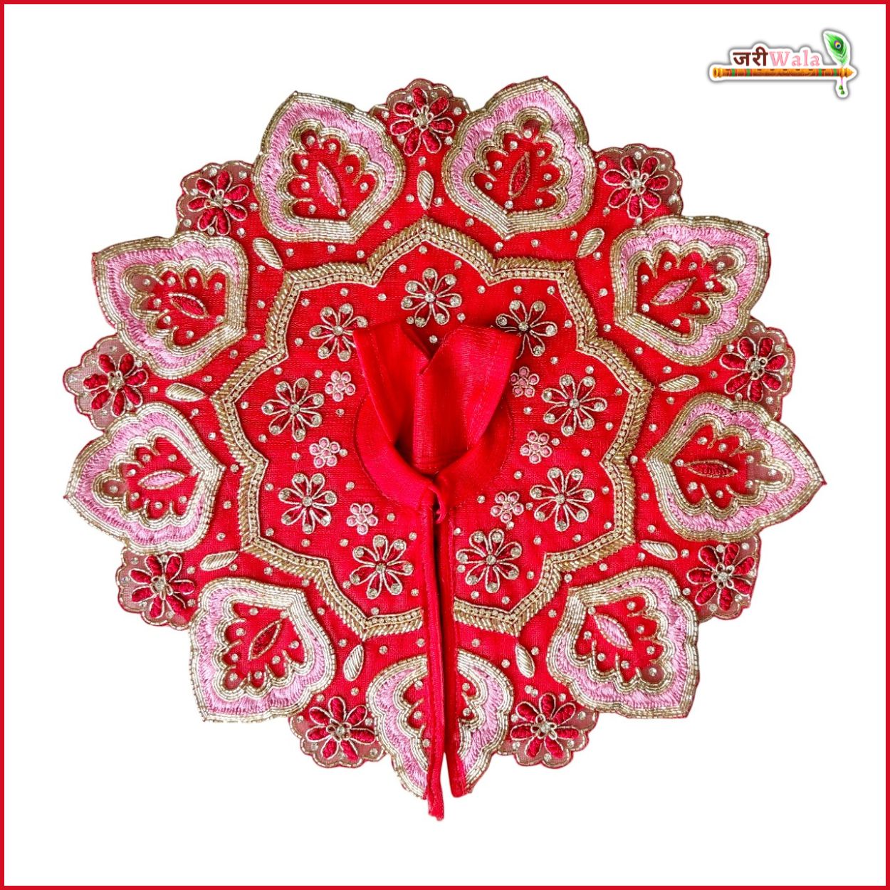 Handmade Designer Red Laddu Gopal Dress with Heavy Jarkan Cutdana Work | Fancy Kanha Ji Poshak for Janmashtami & Festivals | Bal Gopal & Krishna Ji Dress