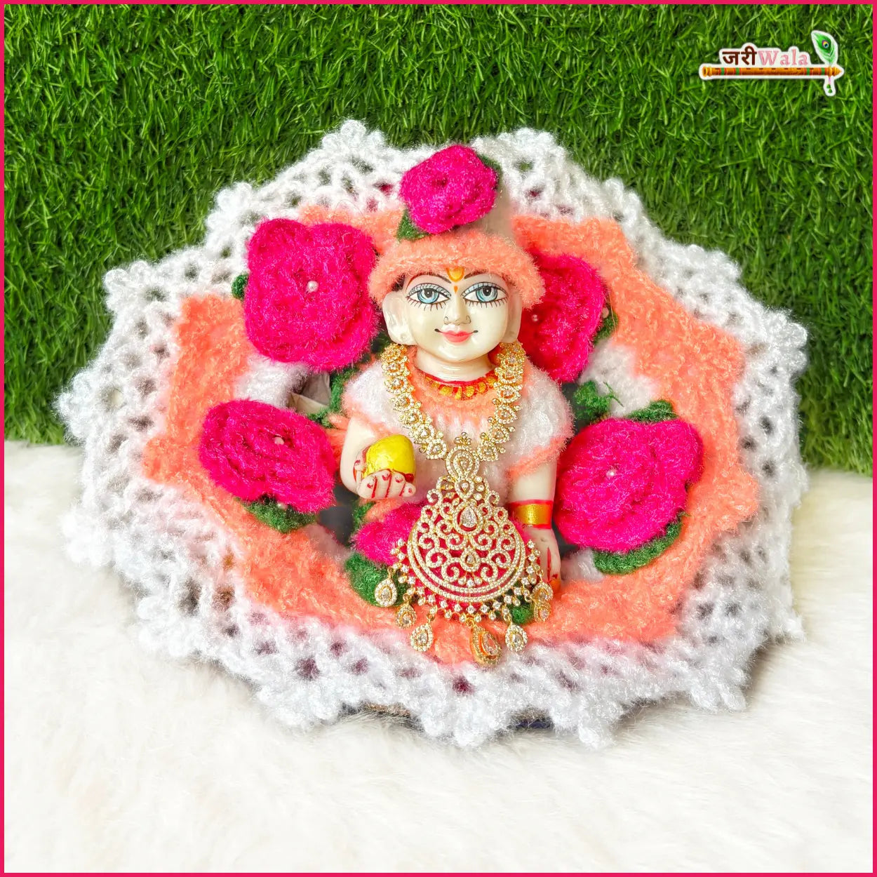 Handmade Woolen Fancy Multicolor Laddu Gopal Dress with Cap - Designer Kanha Ji Poshak for Janmashtami, Bal Gopal & Krishna Ji Celebrations
