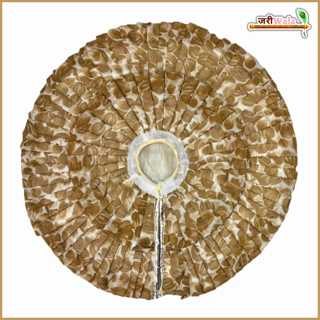 Handmade Light Brown Cotton Frill Floral Print Laddu Gopal Poshak with Patka - Designer Kanha Ji Dress for Janmashtami & Festivals