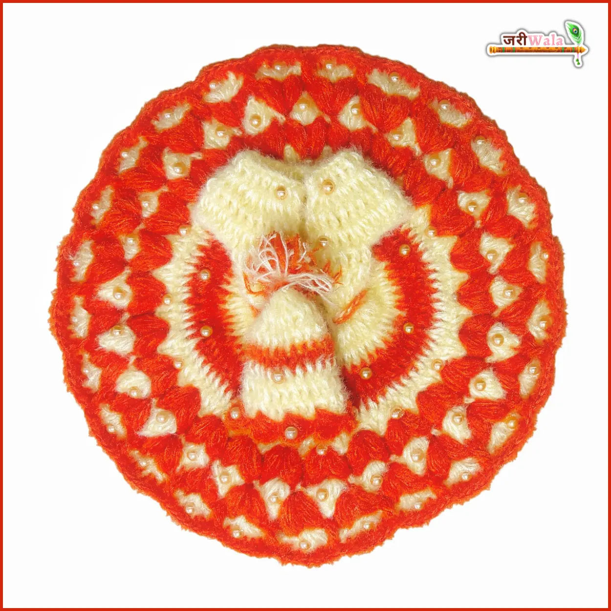 Handmade Woolen Fancy Orange & Cream Laddu Gopal Dress | Designer Kanha Ji Poshak for Janmashtami | Bal Gopal & Krishna Ji Dress