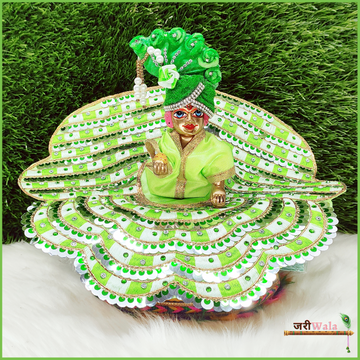 Handmade Blended Thread Parrot Green Laddu Gopal Dress | Designer Kanha Ji Poshak for Janmashtami | Fancy Bal Gopal & Krishna Ji Dress