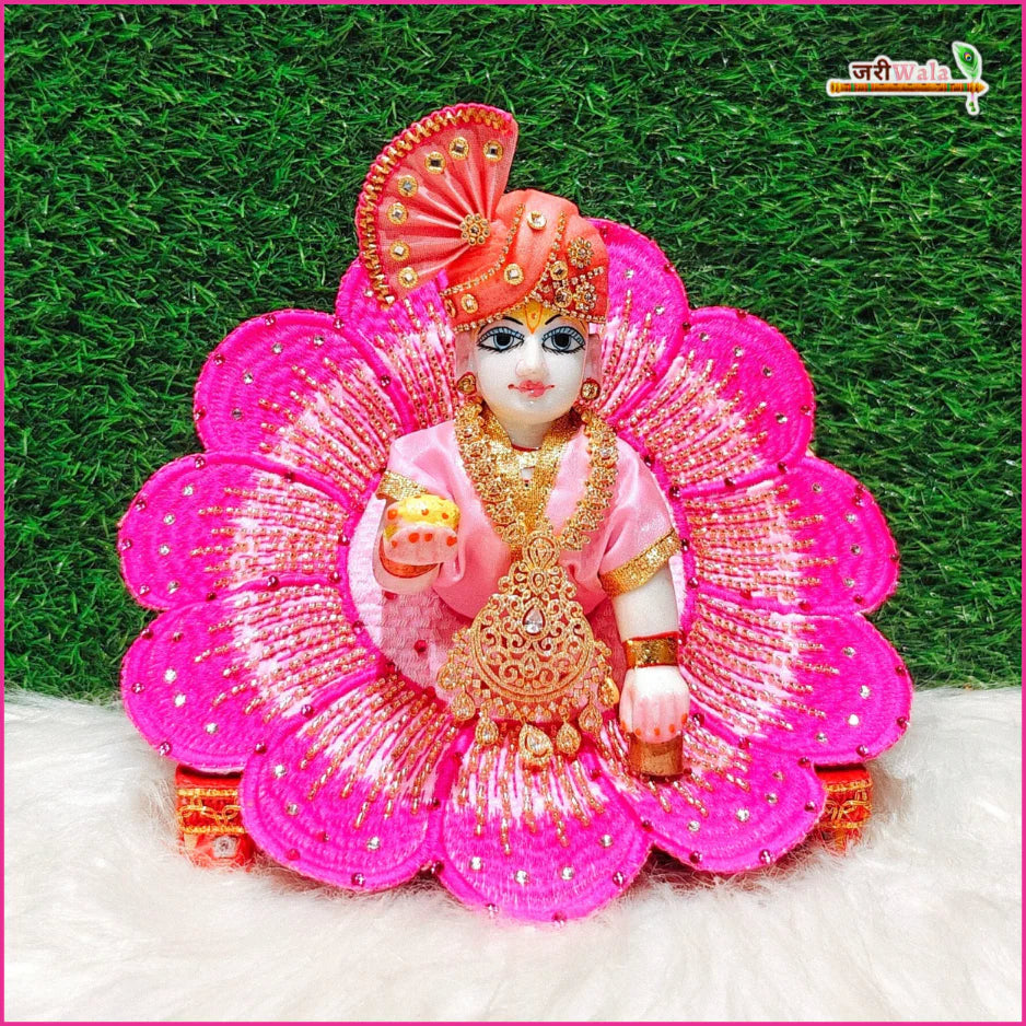 Handmade Baby Pink & Magenta Laddu Gopal Poshak - Designer Kanha Ji Dress for Janmashtami, Fancy Bal Gopal Dress, Krishna Ji Poshak