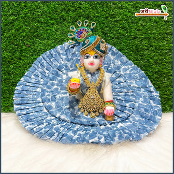 Handmade Multicolor Cotton Frill Floral Print Laddu Gopal Poshak with Patka - Designer Kanha Ji Dress for Janmashtami & Festivals
