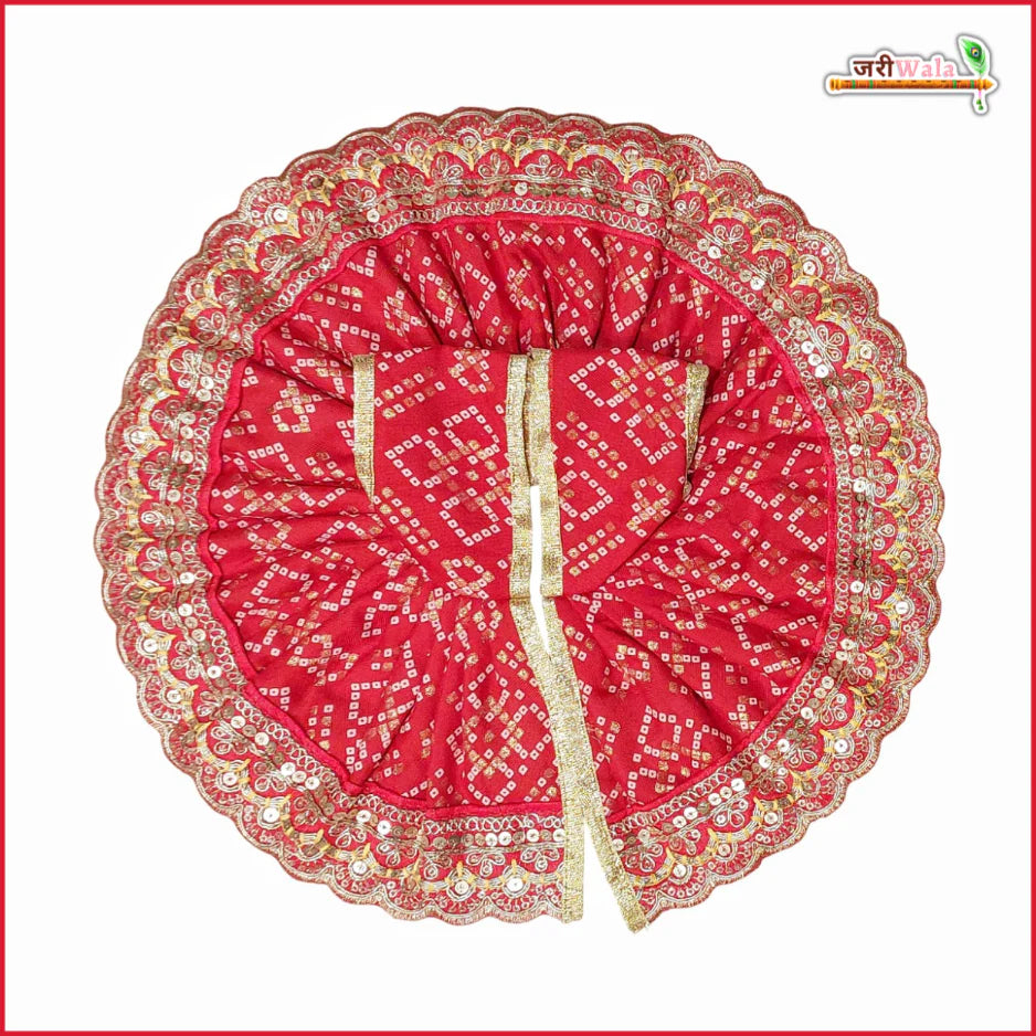 Handmade Cotton Chunri Lace Thread Sitara Work Red Laddu Gopal Dress | Designer Kanha Ji Poshak for Janmashtami | Fancy Bal Gopal & Krishna Ji Dress