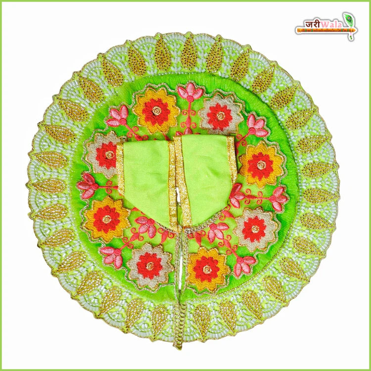 Handmade Light Green Laddu Gopal Dress with Frill and Moti Cutdana Thread Work | Designer Kanha Ji Poshak for Janmashtami & Festivals