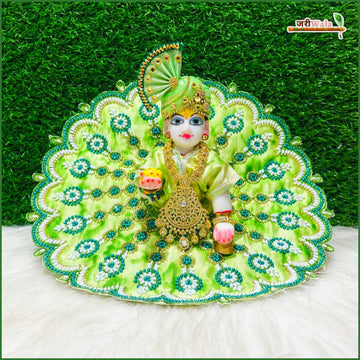 Handmade Designer Green Shade Laddu Gopal Poshak with Cutdana Moti Work | Fancy Kanha Ji Dress for Janmashtami & Festivals | Bal Gopal Dress