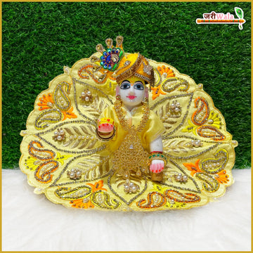Handmade Designer Lemon Laddu Gopal Dress with Jarkan Moti Work | Fancy Kanha Ji Poshak for Janmashtami & Festivals | Bal Gopal & Krishna Ji Dress