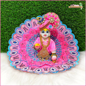 Handmade Baby Pink Laddu Gopal Dress with Frill Net & Cutdana Sitara Work - Designer Kanha Ji Poshak for Janmashtami & Festivals