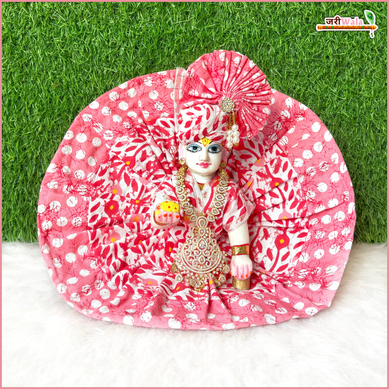 Handmade Fuchsia Pink Laddu Gopal Poshak with Pagdi - Designer Kanha Ji Dress for Janmashtami, Fancy Bal Gopal Dress, Krishna Ji Poshak