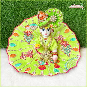 Handmade Holi Special Light Green Laddu Gopal Dress with Cutdana Work | Designer Kanha Ji Poshak for Janmashtami & Festivals | Bal Gopal Fancy Dress