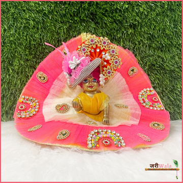 Handmade Multicolor Blended Poshak for Laddu Gopal | Designer Kanha Ji Dress with Patka | Fancy Bal Gopal Dress for Janmashtami Celebrations