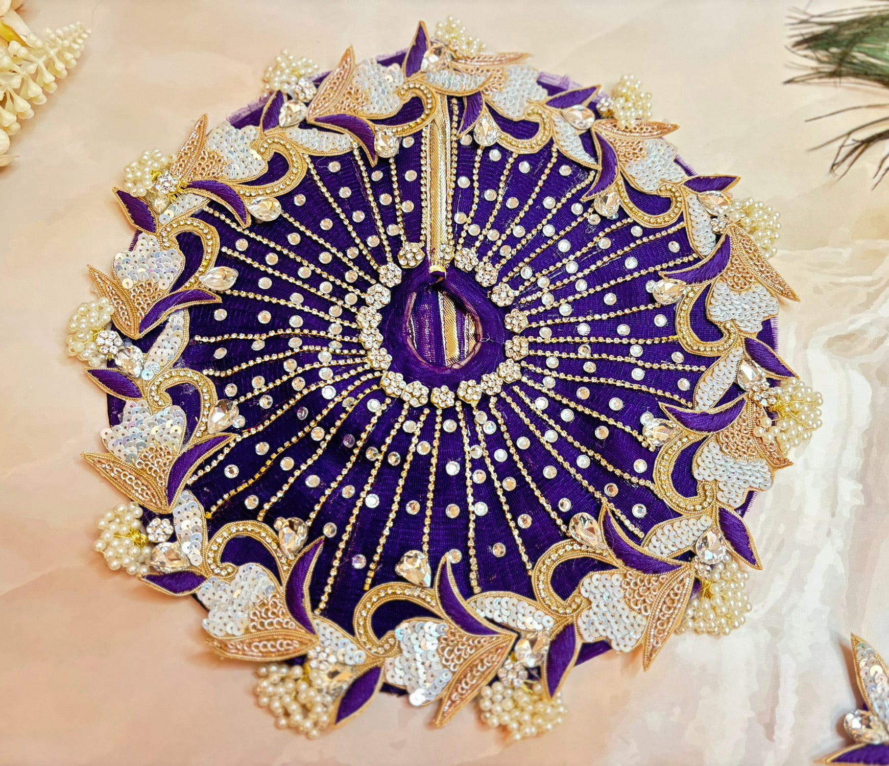 Handmade Dark Purple Designer Laddu Gopal Dress | Fancy Kanha Ji Poshak for Janmashtami | Elegant Bal Gopal & Krishna Ji Dress
