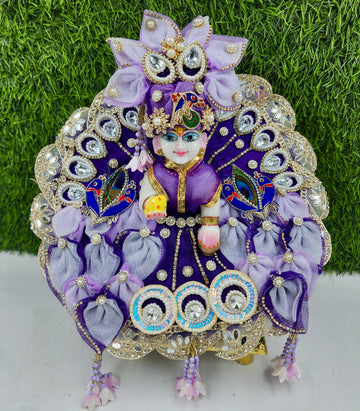 Designer Purple Laddu Gopal Dress with Pagdi - Fancy Kanha Ji Poshak for Janmashtami, Diwali & Holi | Size 0-6 | Handmade Quality