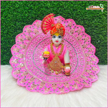 Handmade Baby Pink Laddu Gopal Dress with Sitara Stone Work | Designer Kanha Ji Poshak for Janmashtami | Fancy Bal Gopal Dress