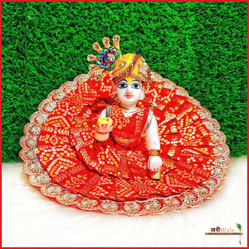 Handmade Bandhej Thread Booti Work Laddu Gopal Dress | Designer Kanha Ji Poshak for Janmashtami | Fancy Bal Gopal & Krishna Ji Dress