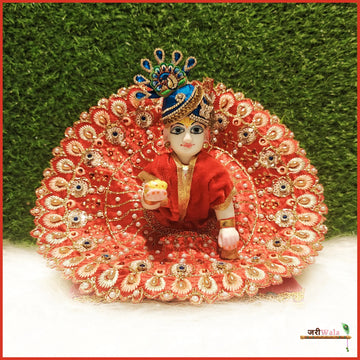 Handmade Designer Red Laddu Gopal Dress with Sitara Work - Fancy Kanha Ji Poshak for Janmashtami & Festivals | Bal Gopal & Krishna Ji Dress