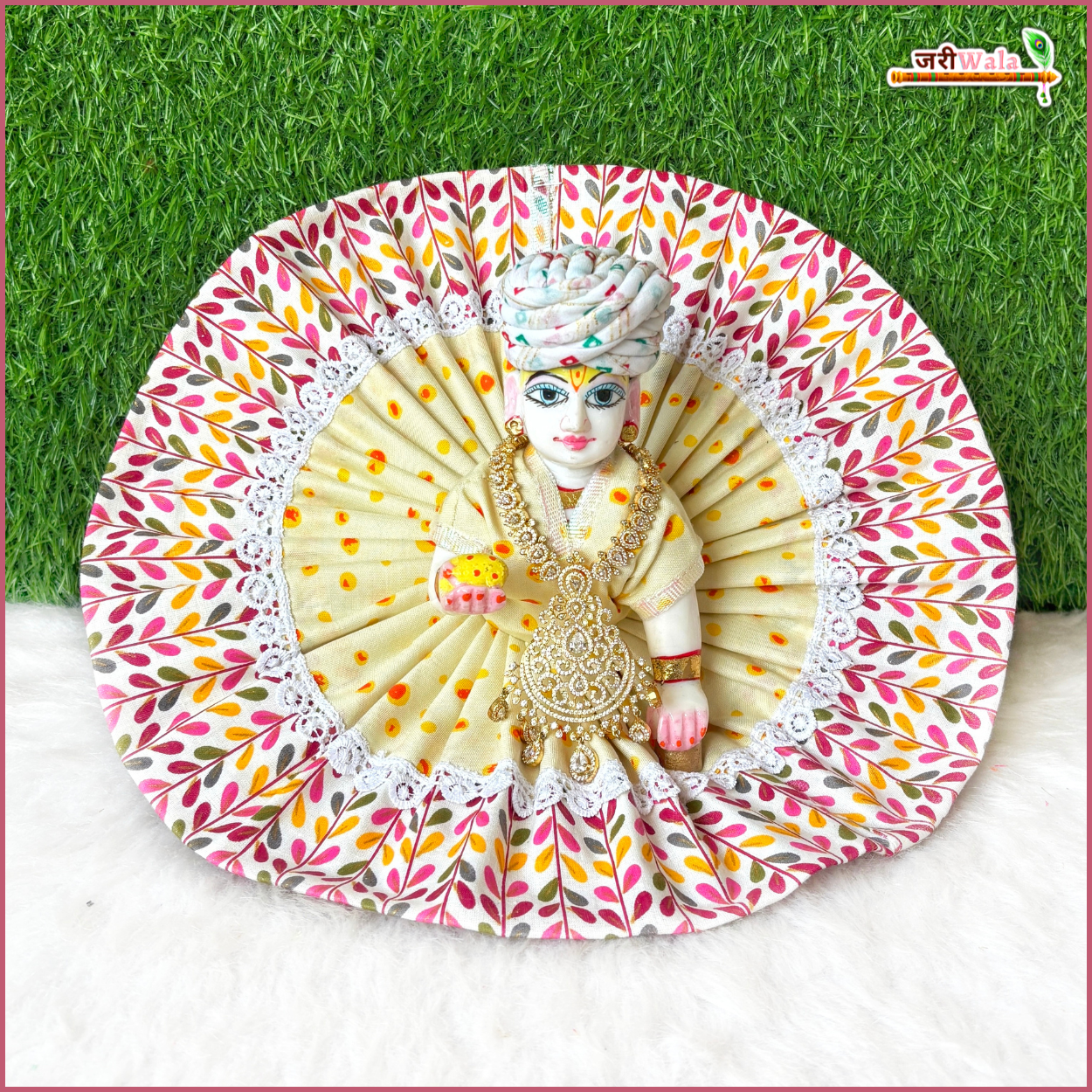 Handmade Magenta Cotton Leaf Print Laddu Gopal Poshak | Designer Bal Gopal Dress for Janmashtami | Fancy Kanha Ji Dress