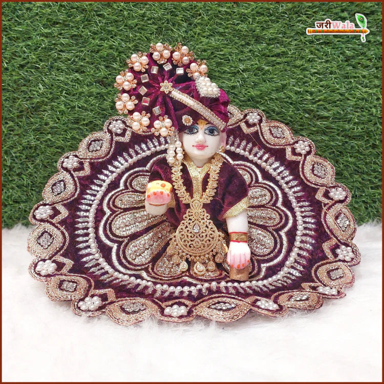 Handmade Designer Wine Laddu Gopal Dress with Sitara Stone Work | Fancy Kanha Ji Poshak for Janmashtami & Festivals | Bal Gopal & Krishna Ji Dress