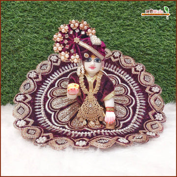 Handmade Designer Wine Laddu Gopal Poshak with Sitara Stone Work - Fancy Dress for Janmashtami, Perfect for Kanha Ji, Bal Gopal & Krishna Ji