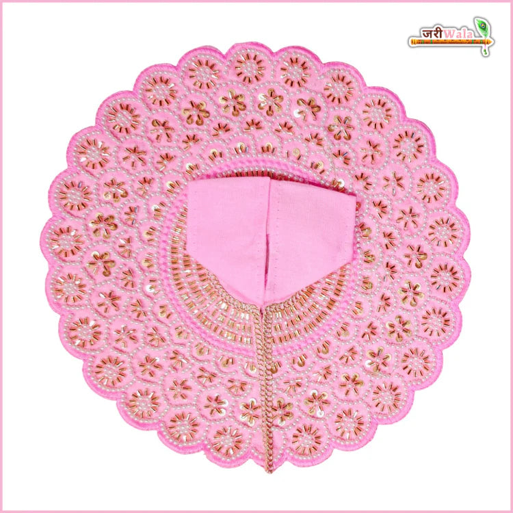 Handmade Baby Pink Laddu Gopal Dress with Moti Cutdana Work | Designer Kanha Ji Poshak for Janmashtami | Fancy Bal Gopal Dress