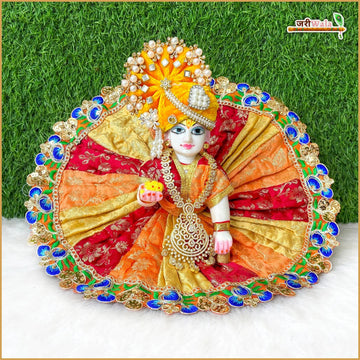 Handmade Multicolor Blended Thread Lace Laddu Gopal Poshak | Designer Kanha Ji Dress for Janmashtami | Fancy Bal Gopal Dress