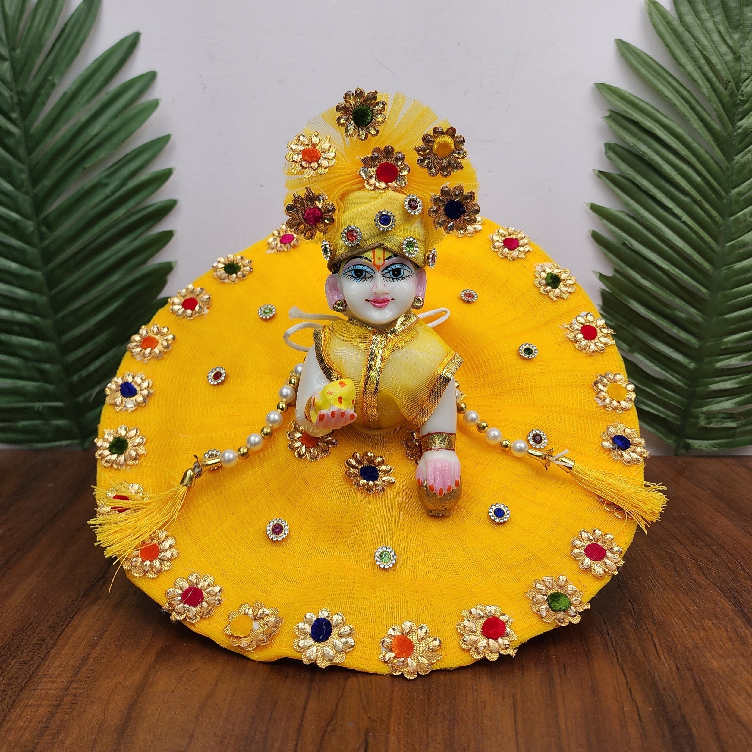Handmade Laddu Gopal Dress with Pagdi - Designer Kanha Ji Poshak for Janmashtami | Fancy Bal Gopal & Krishna Ji Dress