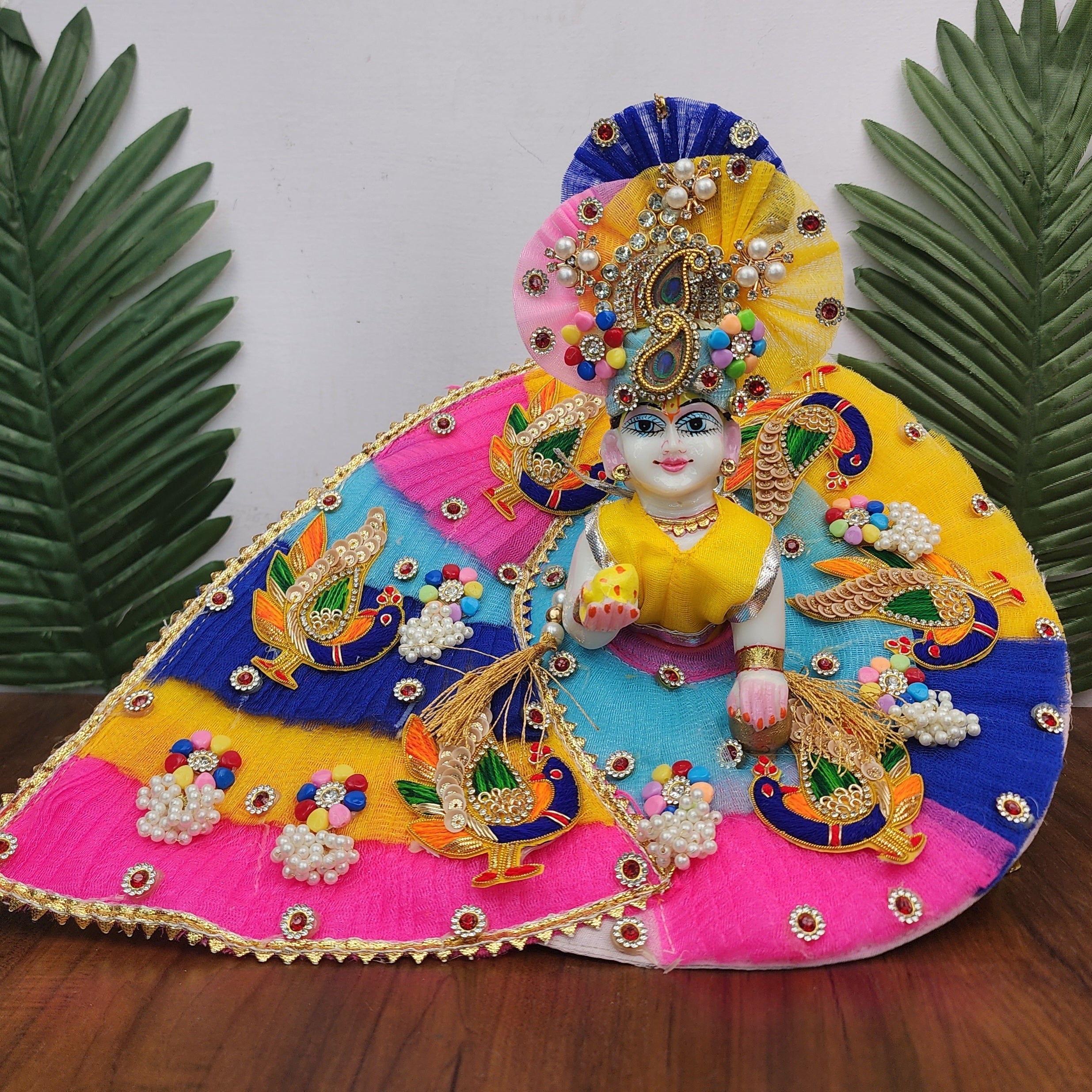 Handmade Designer Multi-Colored Laddu Gopal Dress | Fancy Kanha Ji Poshak for Janmashtami | Bal Gopal & Krishna Ji Dress Without Jewellery