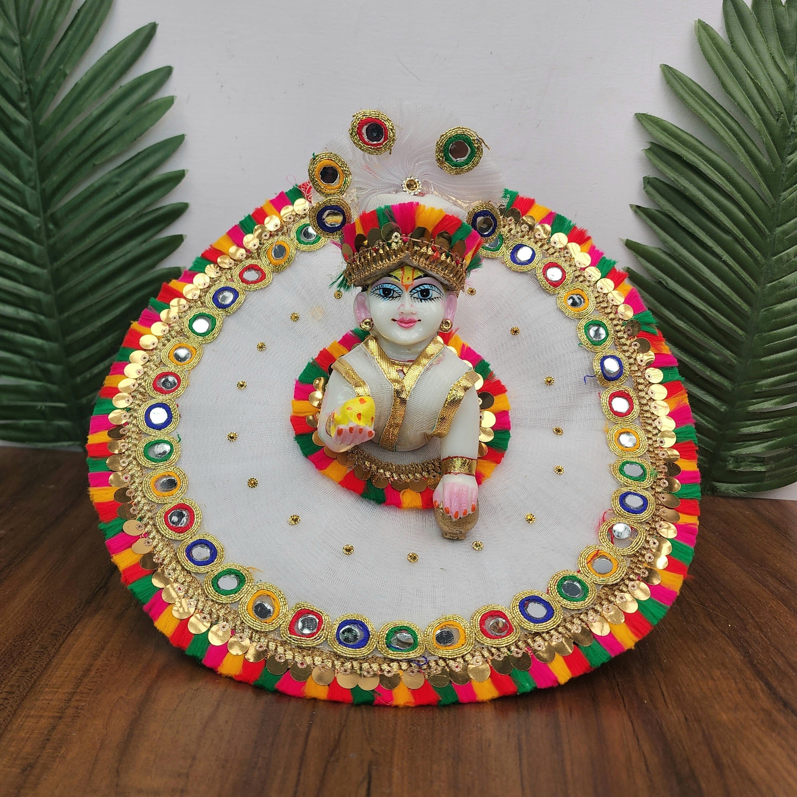 Handmade Multicolor Designer Laddu Gopal Dress with Pagdi - Fancy Kanha Ji Poshak for Janmashtami & Festivals | Bal Gopal & Krishna Ji Dress