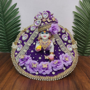 Handmade Purple Heavy Dress with Pagdi for Laddu Gopal Ji | Designer Kanha Ji Poshak | Bal Gopal & Krishna Ji Dress for Janmashtami Festival