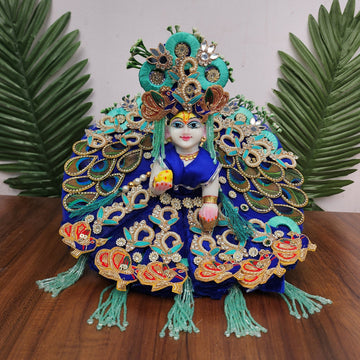Handmade Designer Blue Laddu Gopal Dress - Elegant Kanha Ji Poshak for Janmashtami, Bal Gopal Fancy Dress Without Jewellery