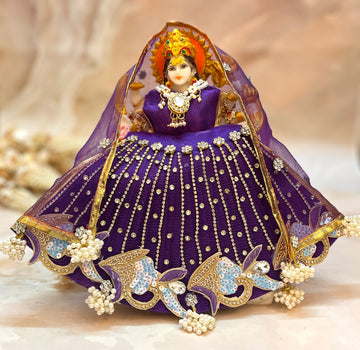 Handmade Mata Rani Dark Purple Lehenga Set with Choli & Dupatta | Designer Laddu Gopal Dress for Janmashtami, Kanha Ji Poshak, Bal Gopal Dress