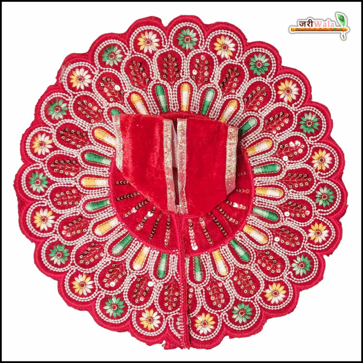 Handmade Designer Red Laddu Gopal Dress with Sitara Moti Work | Fancy Kanha Ji Poshak for Janmashtami & Festivals | Bal Gopal & Krishna Ji Dress