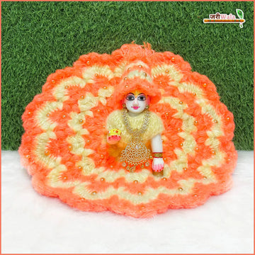 Handmade Woolen Fancy Gajri & Cream Laddu Gopal Dress with Cap | Designer Kanha Ji Poshak for Janmashtami & Festivals | Bal Gopal & Krishna Ji Dress