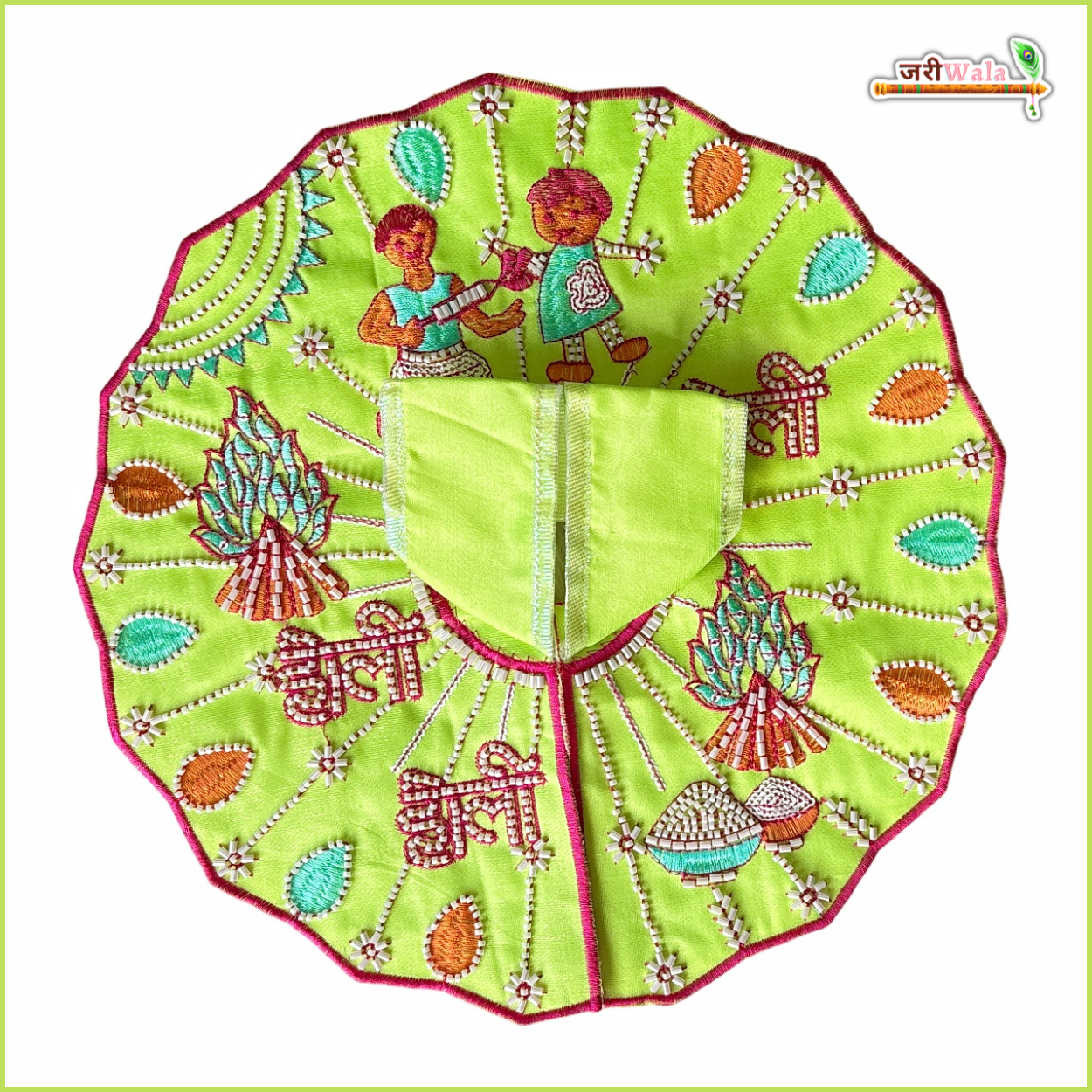 Handmade Holi Special Light Green Laddu Gopal Dress with Cutdana Work | Designer Kanha Ji Poshak for Janmashtami & Festivals | Bal Gopal Fancy Dress