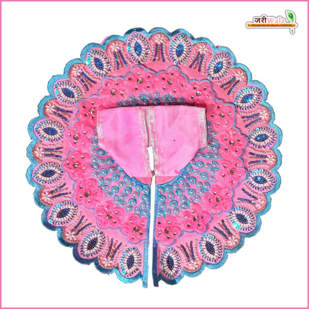 Handmade Baby Pink Laddu Gopal Dress with Frill Net & Cutdana Sitara Work - Designer Kanha Ji Poshak for Janmashtami & Festivals