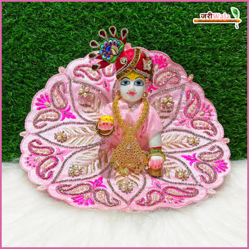 Handmade Baby Pink Laddu Gopal Dress with Jarkan Moti Work | Designer Kanha Ji Poshak for Janmashtami | Fancy Bal Gopal Dress