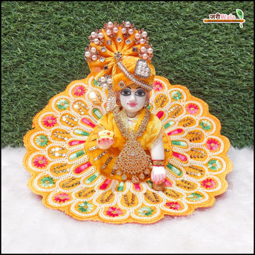 Handmade Yellow Laddu Gopal Dress with Sitara Moti Work | Designer Kanha Ji Poshak for Janmashtami | Fancy Bal Gopal Dress