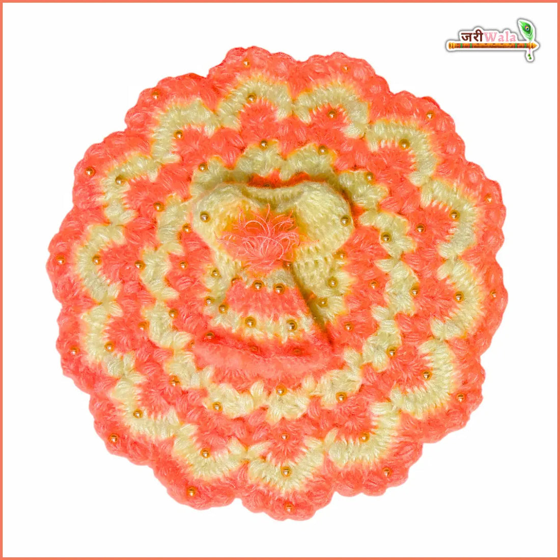 Handmade Woolen Fancy Gajri & Cream Laddu Gopal Dress with Cap | Designer Kanha Ji Poshak for Janmashtami & Festivals | Bal Gopal & Krishna Ji Dress