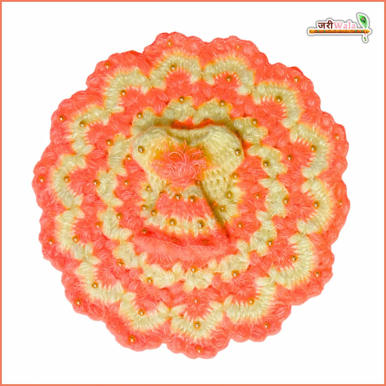 Handmade Woolen Fancy Gajri & Cream Laddu Gopal Dress with Cap | Designer Kanha Ji Poshak for Janmashtami & Festivals | Bal Gopal & Krishna Ji Dress