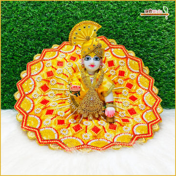 Handmade Yellow Shade Laddu Gopal Dress with Blended Cutdana Moti Work | Designer Kanha Ji Poshak for Janmashtami | Fancy Bal Gopal Dress